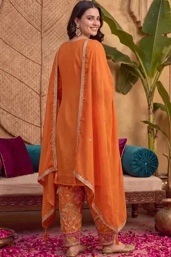 Women Ethnic Motifs Embroidered Regular Sequinned Kurta with Patiala & With Dupatta