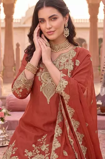 Women Ethnic Motifs Embroidered Regular Kurta with Sharara & With Dupatta