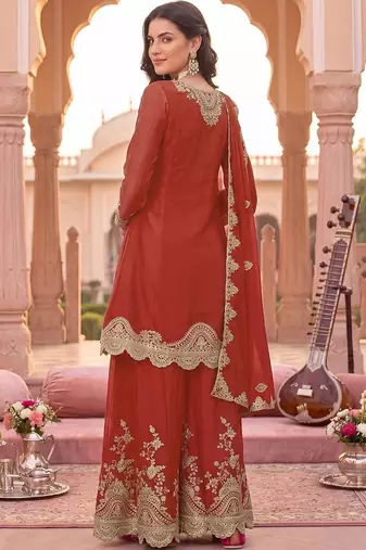 Women Ethnic Motifs Embroidered Regular Kurta with Sharara & With Dupatta