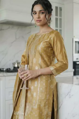 Women Regular Kurta with Trousers & With Dupatta