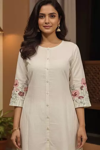 Women Floral Embroidered Regular Thread Work Kurta with Trousers