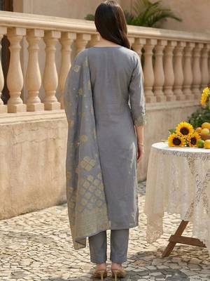 Women Ethnic Motifs Embroidered Regular Kurta with Trousers & With Dupatta 4