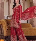 Women Ethnic Motifs Embroidered Regular Kurta with Sharara & With Dupatta