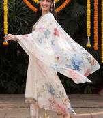 Women Ethnic Motifs Embroidered Regular Thread Work Kurta with Trousers & With Dupatta