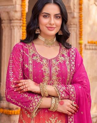 Women Ethnic Motifs Embroidered Regular Kurta with Sharara & With Dupatta 2