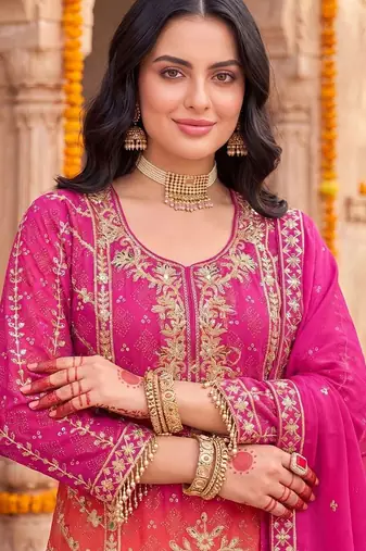 Women Ethnic Motifs Embroidered Regular Kurta with Sharara & With Dupatta