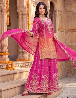 Women Ethnic Motifs Embroidered Regular Kurta with Sharara & With Dupatta 3