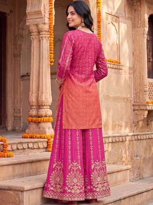 Women Ethnic Motifs Embroidered Regular Kurta with Sharara & With Dupatta 4