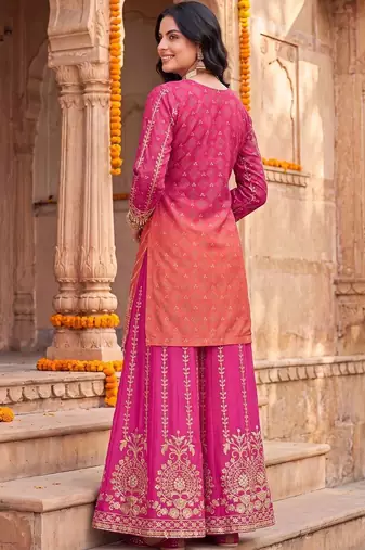 Women Ethnic Motifs Embroidered Regular Kurta with Sharara & With Dupatta