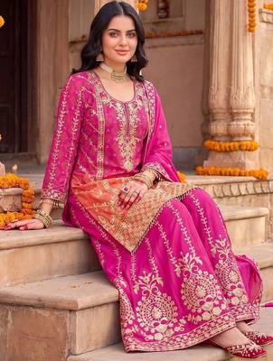 Women Ethnic Motifs Embroidered Regular Kurta with Sharara & With Dupatta 5