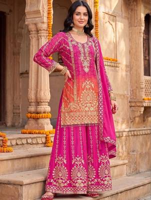 Women Ethnic Motifs Embroidered Regular Kurta with Sharara & With Dupatta 6