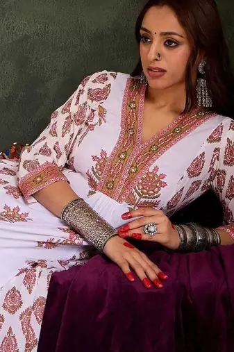 Floral Printed Panelled Pure Cotton A-Line Kurta With Trousers