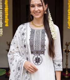 Women Ethnic Motifs Printed Regular Pure Cotton Kurta with Pyjamas & With Dupatta
