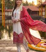 Women Ethnic Motifs Embroidered Regular Thread Work Kurta with Trousers & With Dupatta