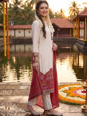 Women Ethnic Motifs Embroidered Regular Thread Work Kurta with Trousers & With Dupatta 2