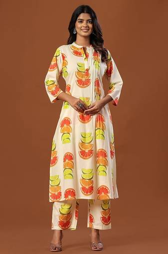 Women Printed Regular Pure Cotton Kurta with Trousers