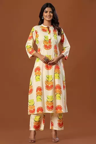 Women Printed Regular Pure Cotton Kurta with Trousers