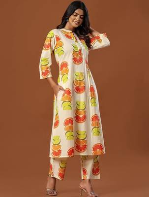 Women Printed Regular Pure Cotton Kurta with Trousers 2