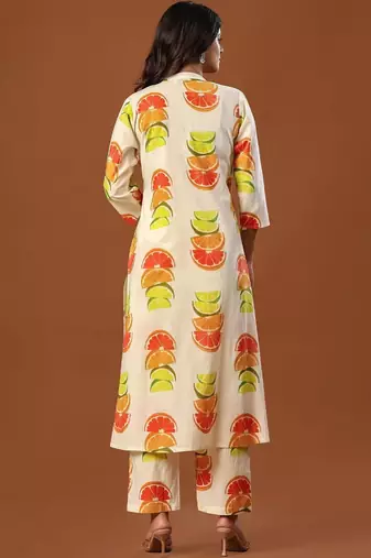 Women Printed Regular Pure Cotton Kurta with Trousers