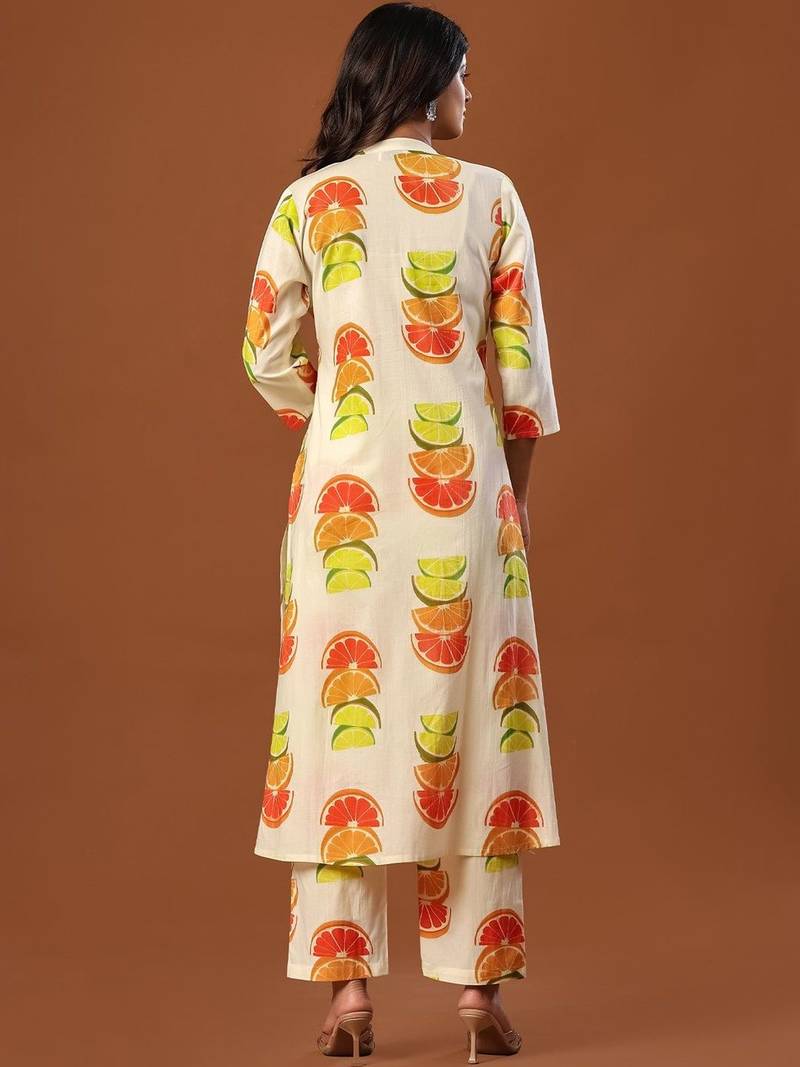 Women Printed Regular Pure Cotton Kurta with Trousers
