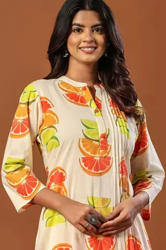 Women Printed Regular Pure Cotton Kurta with Trousers