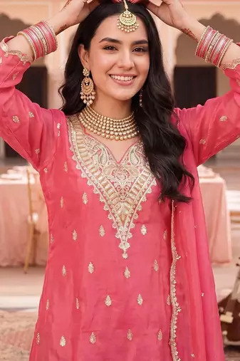 Women Ethnic Motifs Embroidered Regular Kurta with Palazzos & With Dupatta