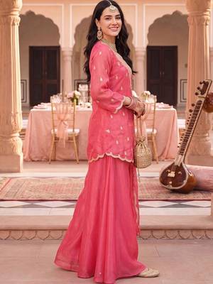 Women Ethnic Motifs Embroidered Regular Kurta with Palazzos & With Dupatta 3
