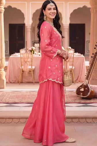 Women Ethnic Motifs Embroidered Regular Kurta with Palazzos & With Dupatta