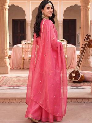 Women Ethnic Motifs Embroidered Regular Kurta with Palazzos & With Dupatta 4