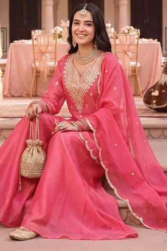 Women Ethnic Motifs Embroidered Regular Kurta with Palazzos & With Dupatta