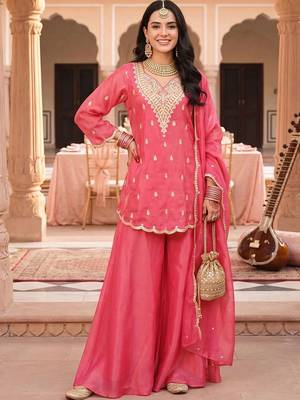 Women Ethnic Motifs Embroidered Regular Kurta with Palazzos & With Dupatta 6