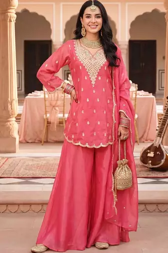 Women Ethnic Motifs Embroidered Regular Kurta with Palazzos & With Dupatta