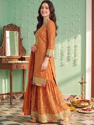 Women Ethnic Motifs Printed Regular Kurta with Sharara & With Dupatta 1