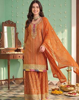 Women Ethnic Motifs Printed Regular Kurta with Sharara & With Dupatta 3