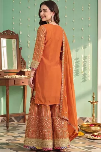 Women Ethnic Motifs Printed Regular Kurta with Sharara & With Dupatta