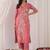 Floral Embroidered Regular Thread Work Kurta with Trousers