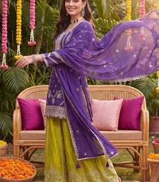 Women Ethnic Motifs Embroidered Regular Thread Work Kurta with Sharara & With Dupatta