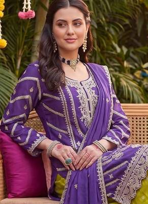 Women Ethnic Motifs Embroidered Regular Thread Work Kurta with Sharara & With Dupatta 5