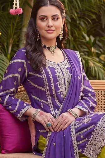 Women Ethnic Motifs Embroidered Regular Thread Work Kurta with Sharara & With Dupatta