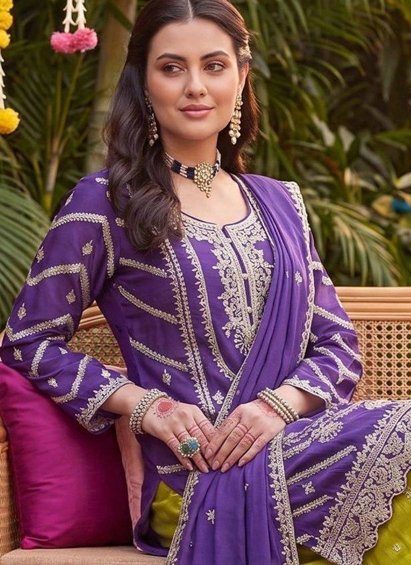 Women Ethnic Motifs Embroidered Regular Thread Work Kurta with Sharara & With Dupatta