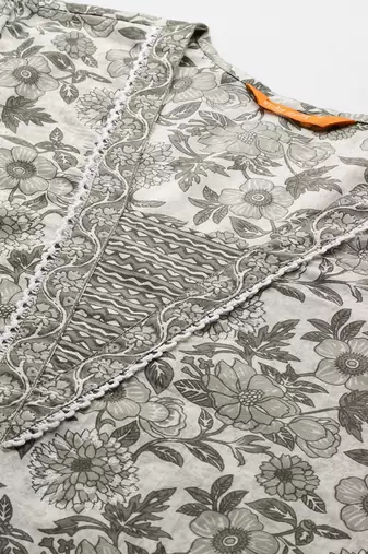 Women Floral Printed Pure Cotton Kurta with Trousers & With Dupatta