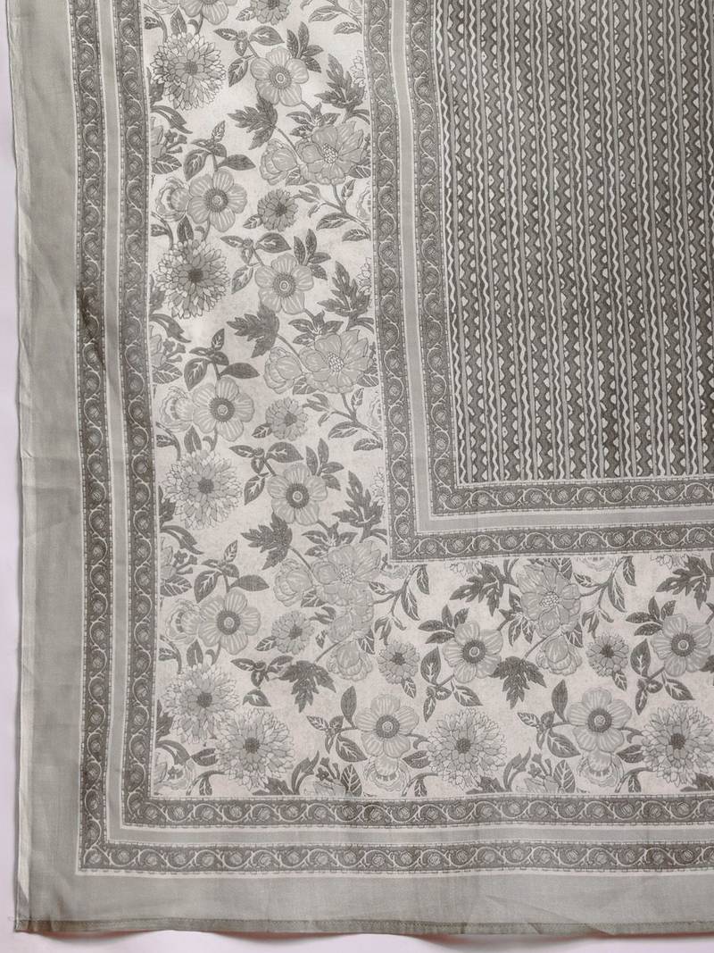 Women Floral Printed Pure Cotton Kurta with Trousers & With Dupatta