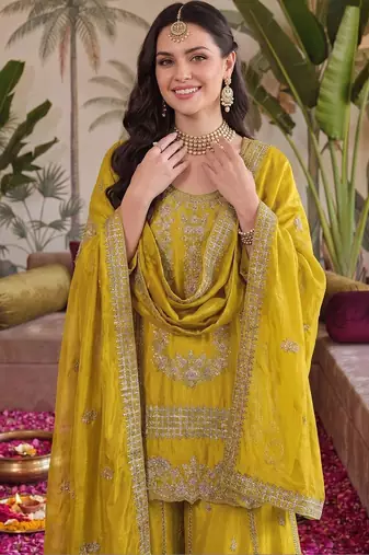 Women Ethnic Motifs Embroidered Regular Thread Work Kurta with Sharara & With Dupatta