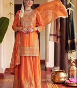 Women Ethnic Motifs Embroidered Regular Kurta with Sharara & With Dupatta