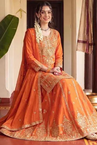 Women Ethnic Motifs Embroidered Regular Kurta with Sharara & With Dupatta