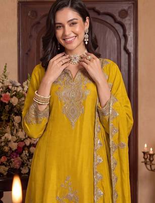 Women Ethnic Motifs Embroidered Regular Kurta with Palazzos & With Dupatta 1