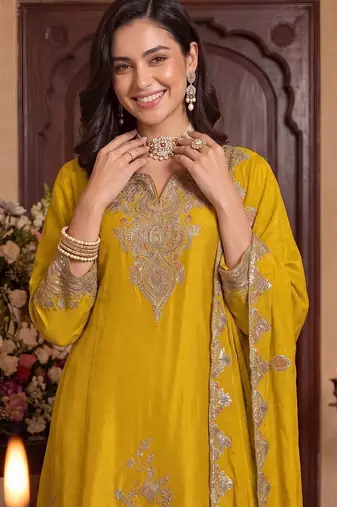 Women Ethnic Motifs Embroidered Regular Kurta with Palazzos & With Dupatta