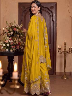 Women Ethnic Motifs Embroidered Regular Kurta with Palazzos & With Dupatta 3