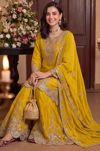 Women Ethnic Motifs Embroidered Regular Kurta with Palazzos & With Dupatta