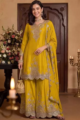Women Ethnic Motifs Embroidered Regular Kurta with Palazzos & With Dupatta